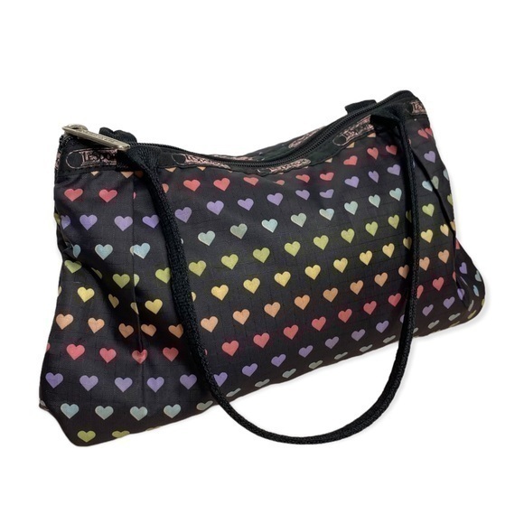 Lesportsac Handbags - Lesportsac y2k vintage pochette shoulder bag black small rainbow heart print